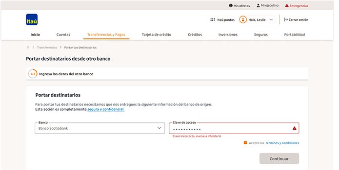Inline error with a specific message.
