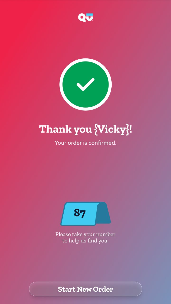 Order confirmed with pickup number
